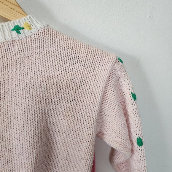 Chelseas Corner 4T Crewneck Sweater 90s Vintage Chunky Pastel Floral - Picture 4 of 4